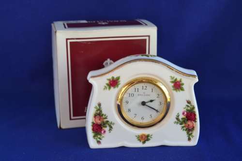 Royal Albert `Old Country Roses` Porcelain Clock Boxed