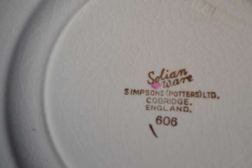 Simpsons (Potters) Ltd - Solian Ware Cake Plate and Three Side Plates
