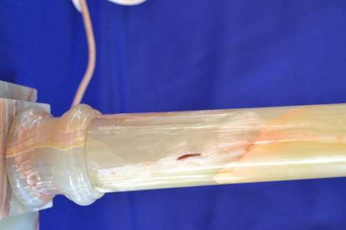 Vintage Alabaster Column Lamp - No Shade