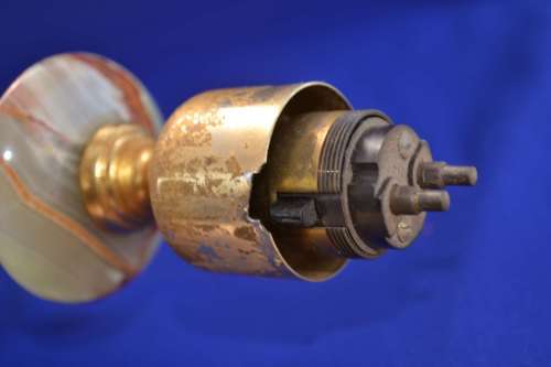 Vintage Alabaster Column Lamp - No Shade