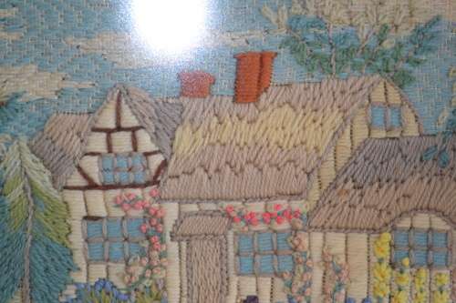 Embroidery - Vintage - Framed behind Glass