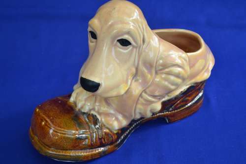 Vintage Royal Haeger Hound Dog Shoe Company Basset Planter