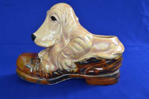 Vintage Royal Haeger Hound Dog Shoe Company Basset Planter