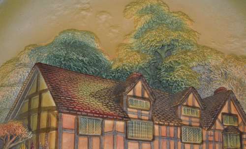 True Vintage WH Bossons Wall Plaque - Shakespear`s Birthplace - 1958