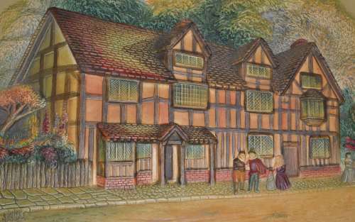 True Vintage WH Bossons Wall Plaque - Shakespear`s Birthplace - 1958