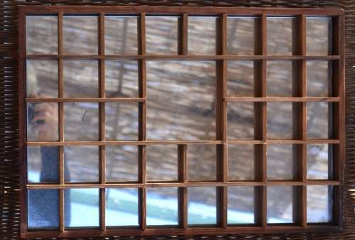 Vintage wooden Mirror-Backed Printers Tray