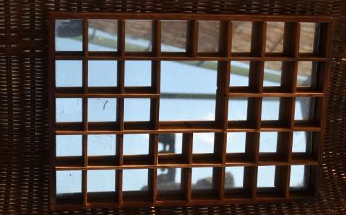 Vintage wooden Mirror-Backed Printers Tray