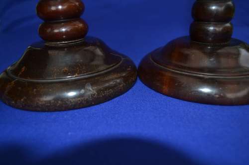 Pair of Vintage Wooden Candle Holders