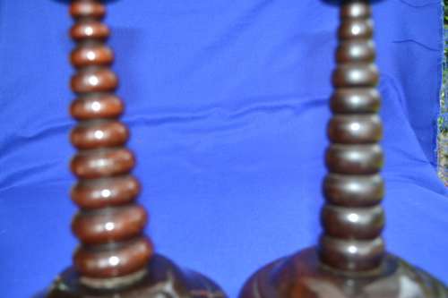 Pair of Vintage Wooden Candle Holders