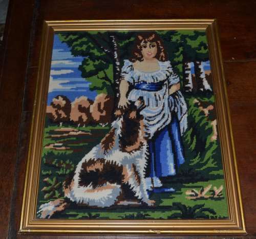 Vintage Tapestry Framed behind Glass