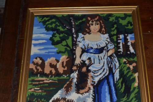 Vintage Tapestry Framed behind Glass