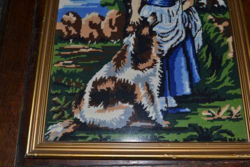 Vintage Tapestry Framed behind Glass