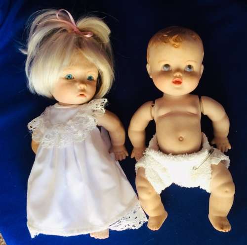 Vintage Bisque Porcelain  String Jointed Baby Dolls
