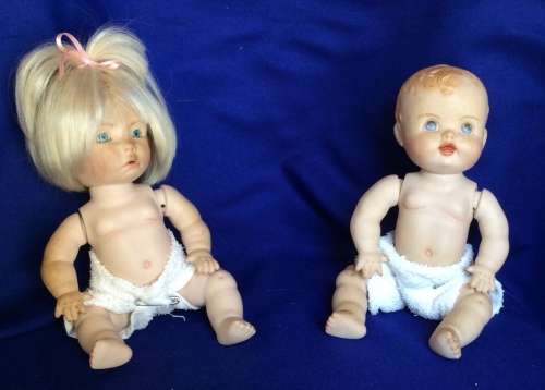 Vintage Bisque Porcelain  String Jointed Baby Dolls