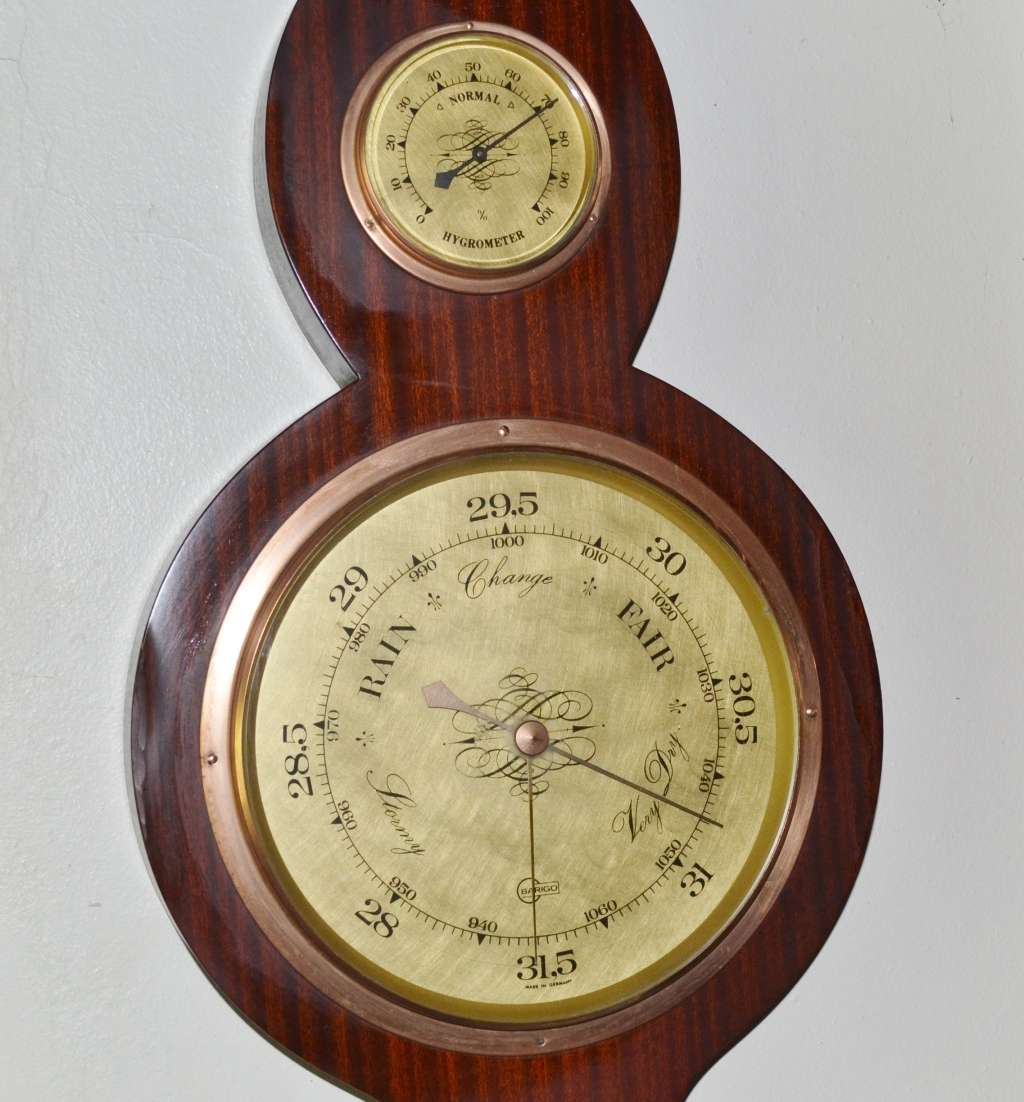 Vintage Wood and Brass Weather Station - Made in Germany