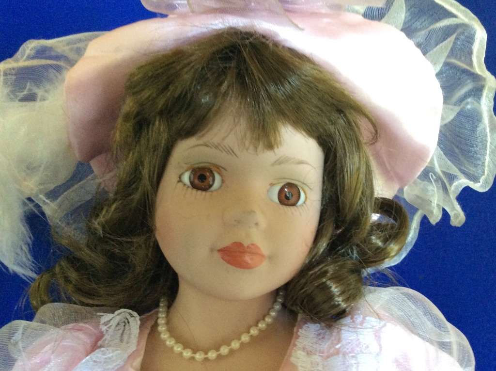 Porcelain Display Doll on Stand