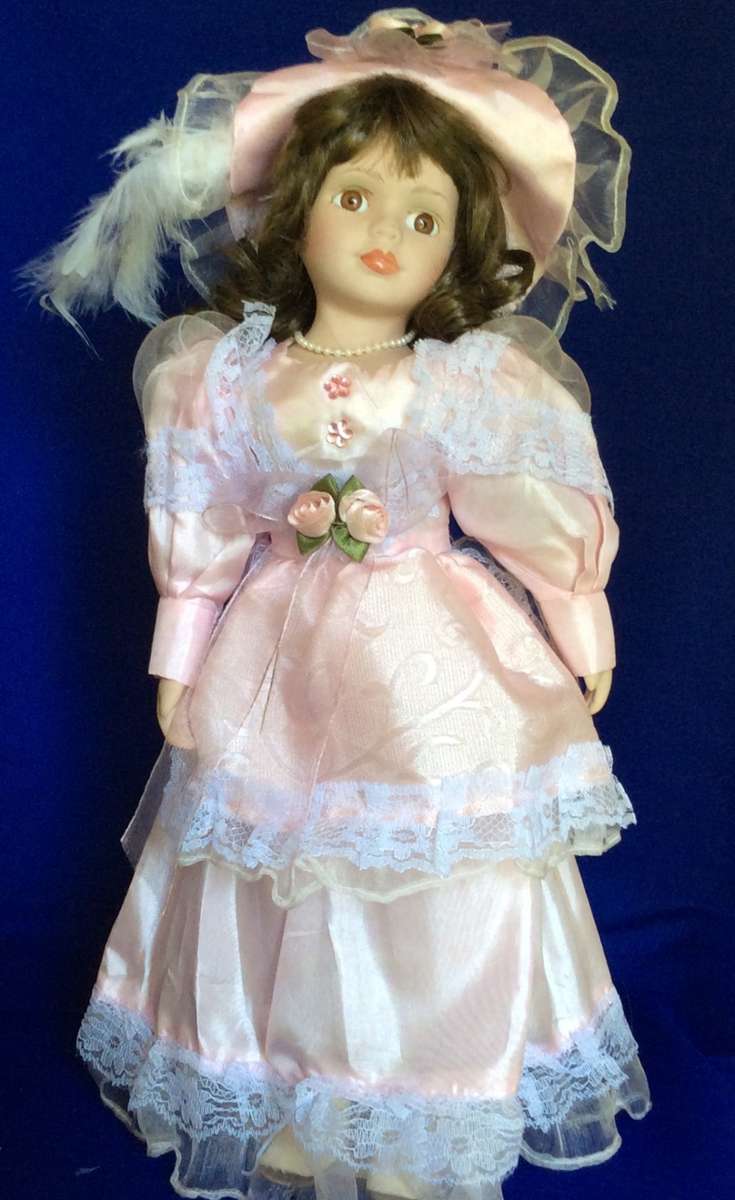 Porcelain Display Doll on Stand