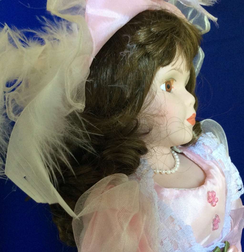 Porcelain Display Doll on Stand