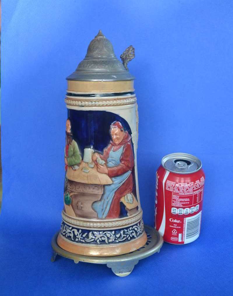 Large Vintage Reinhold Merkelbach Beer Stein on Stand- Germany