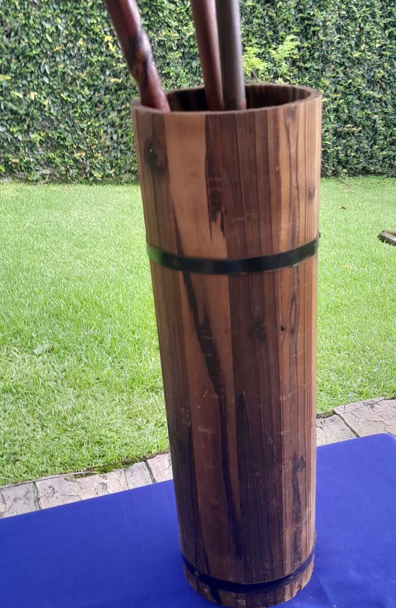 Assorted Vintage Walking Sticks in Vat Style Walking Stick Holder