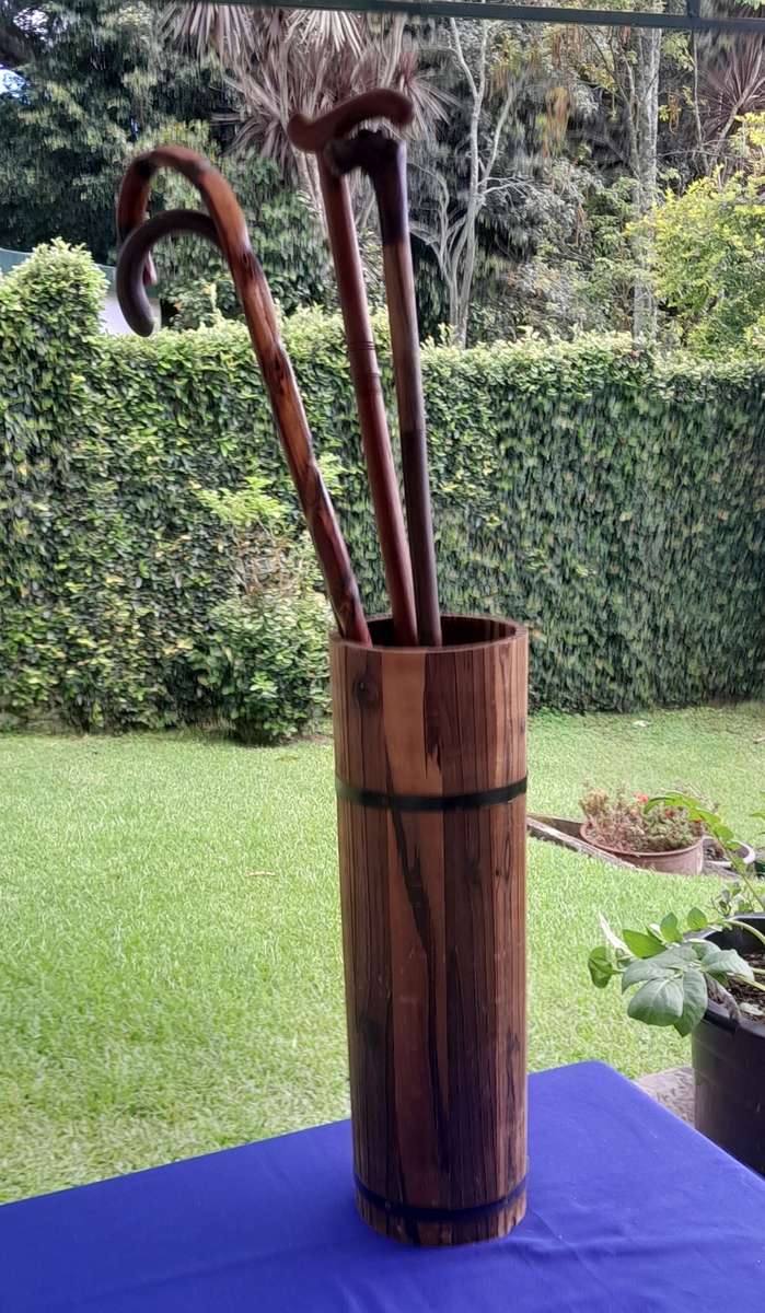 Assorted Vintage Walking Sticks in Vat Style Walking Stick Holder