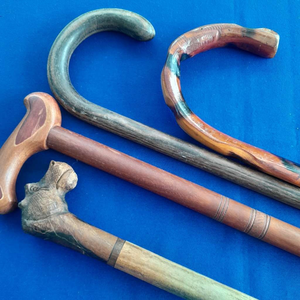 Assorted Vintage Walking Sticks in Vat Style Walking Stick Holder
