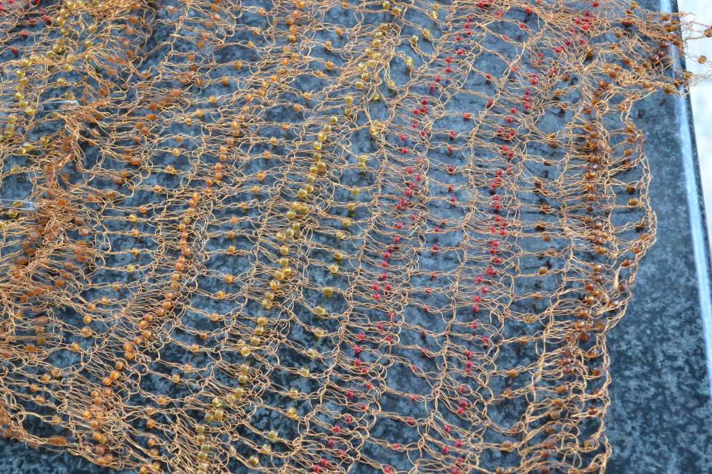 Decorative Vintage Woven Copper and bead Table Runner
