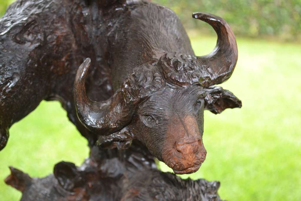 Large Totem Style Big 5 Wooden Carving