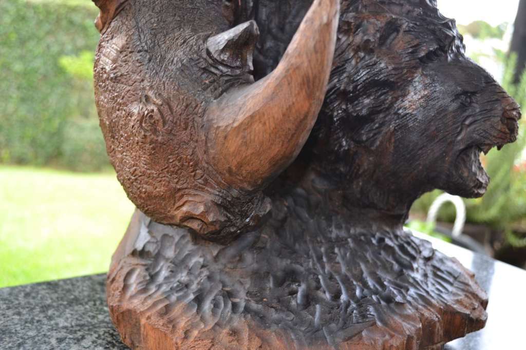 Large Totem Style Big 5 Wooden Carving