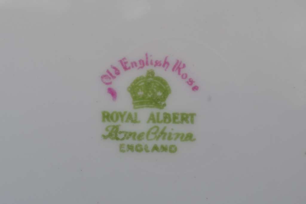 Royal Albert Serena Two Tier Cake Stand with  Old English Rose Saucer and Side Plate