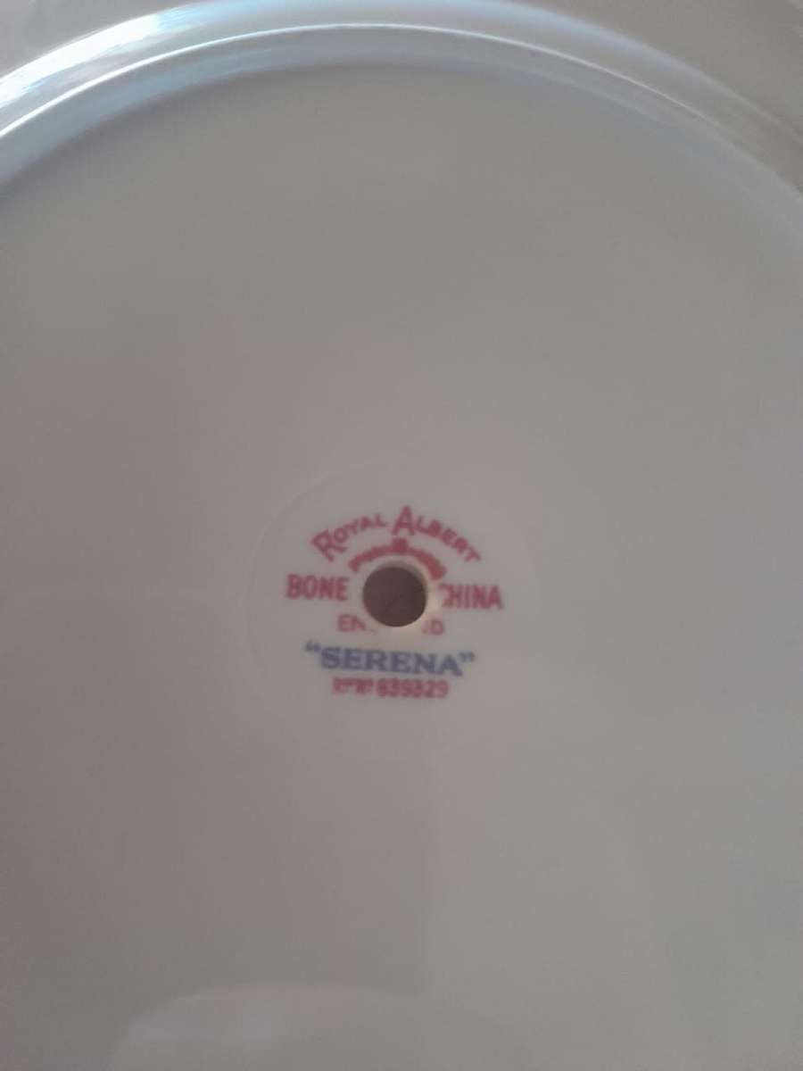 Royal Albert Serena Two Tier Cake Stand with  Old English Rose Saucer and Side Plate