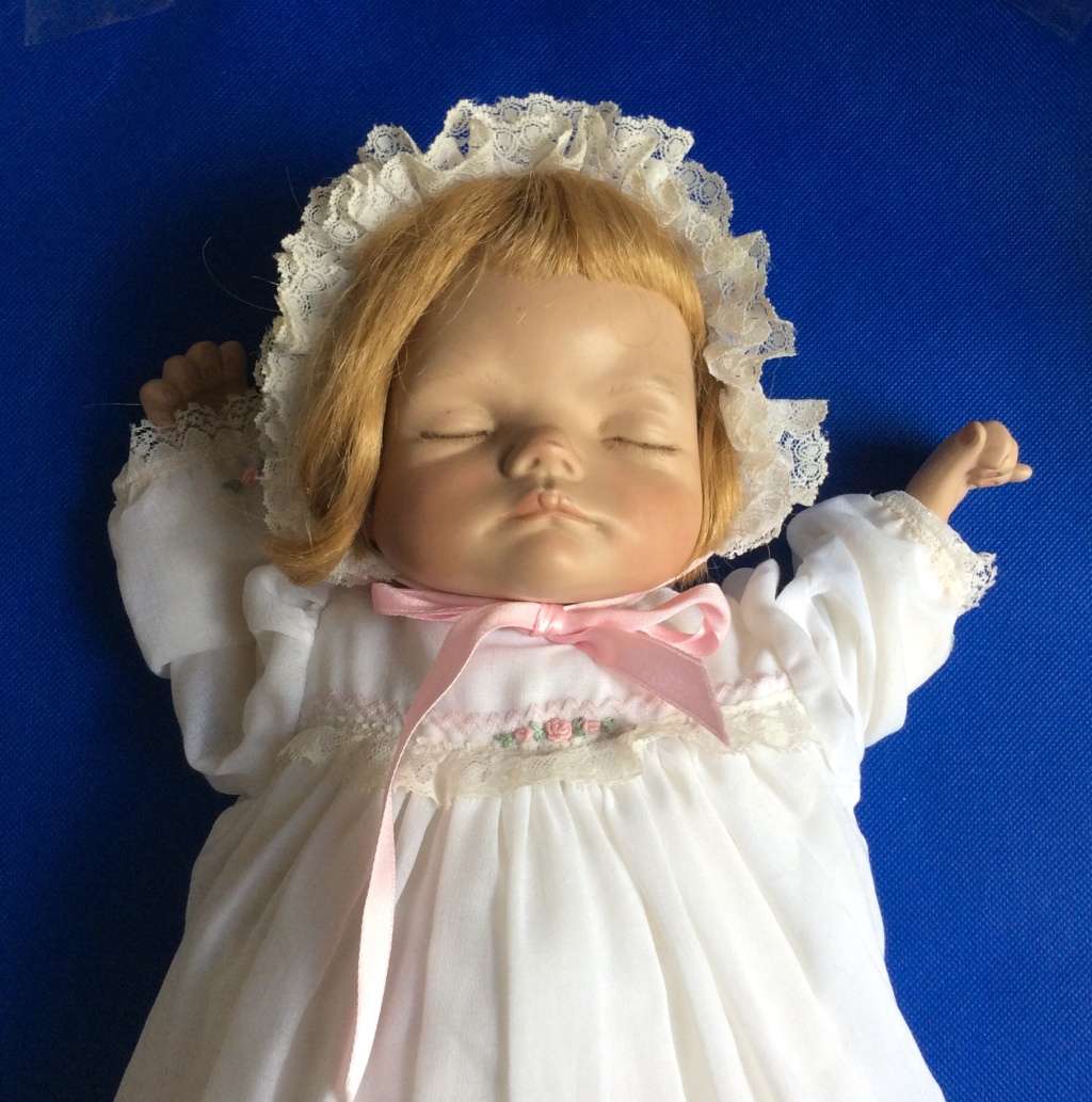 Vintage Porcelain Sleeping Baby Doll `My Princess` (Joyce Wolfe Designs)  1989