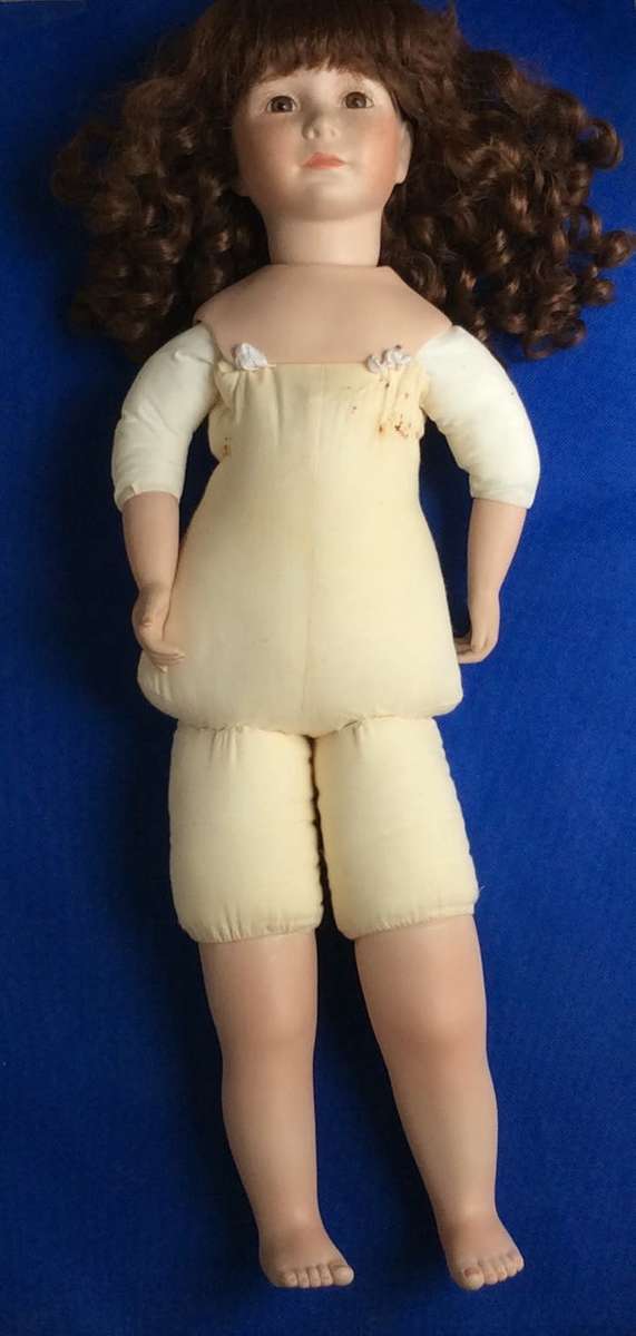 Large Vintage Porcelain Doll on Stand - 1994