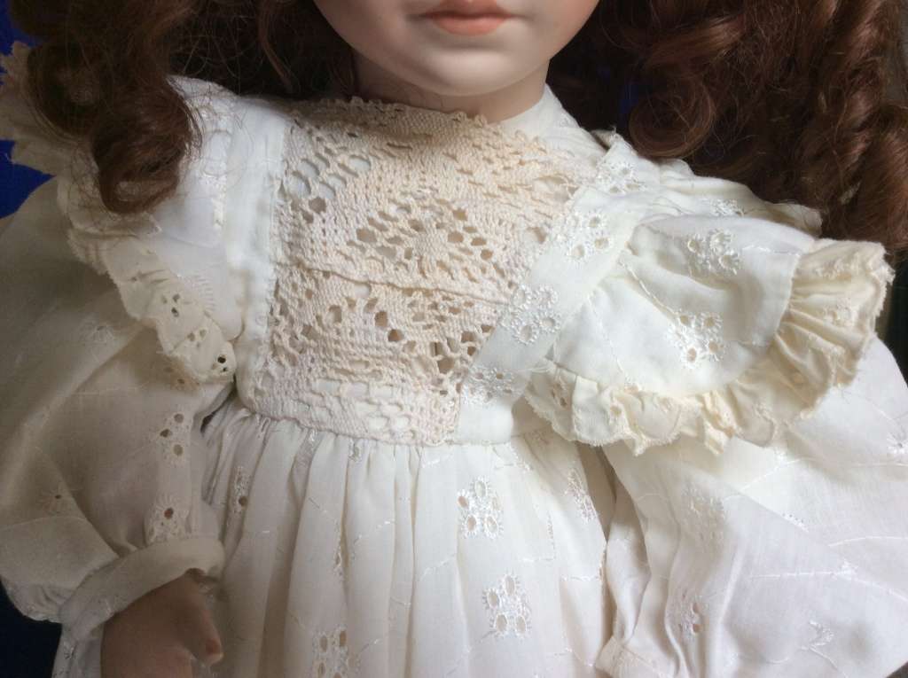 Large Vintage Porcelain Doll on Stand - 1994