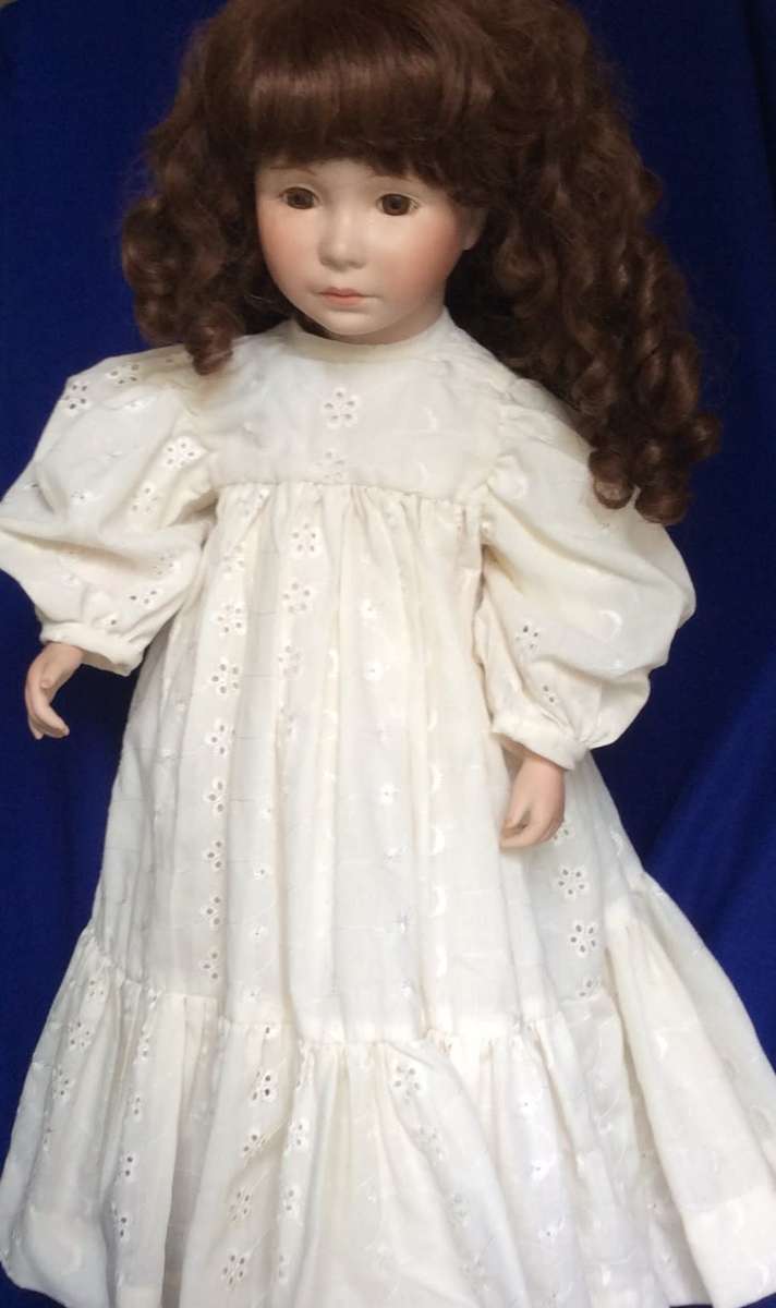 Large Vintage Porcelain Doll on Stand - 1994