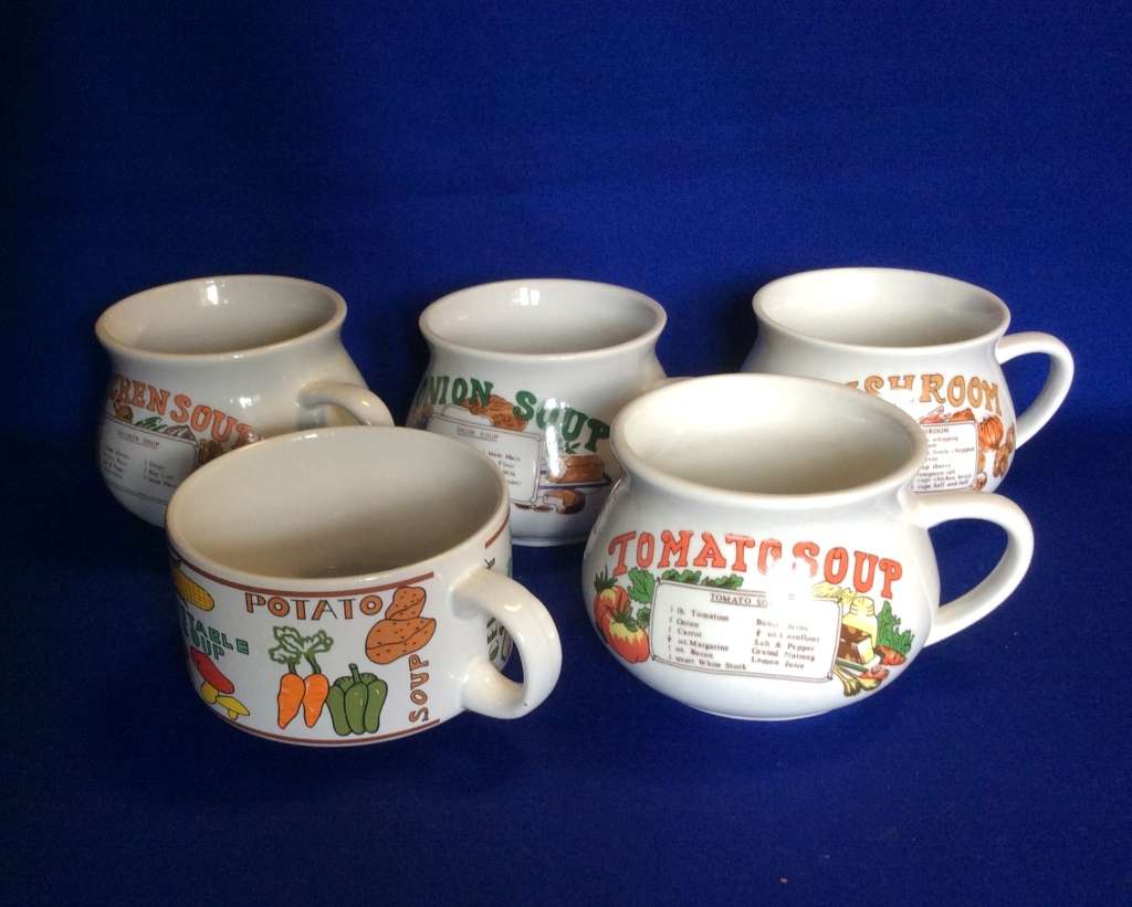 Vintage Regent Stone Recipe Soup Mugs Plus additional  Unmarked Soup Mug
