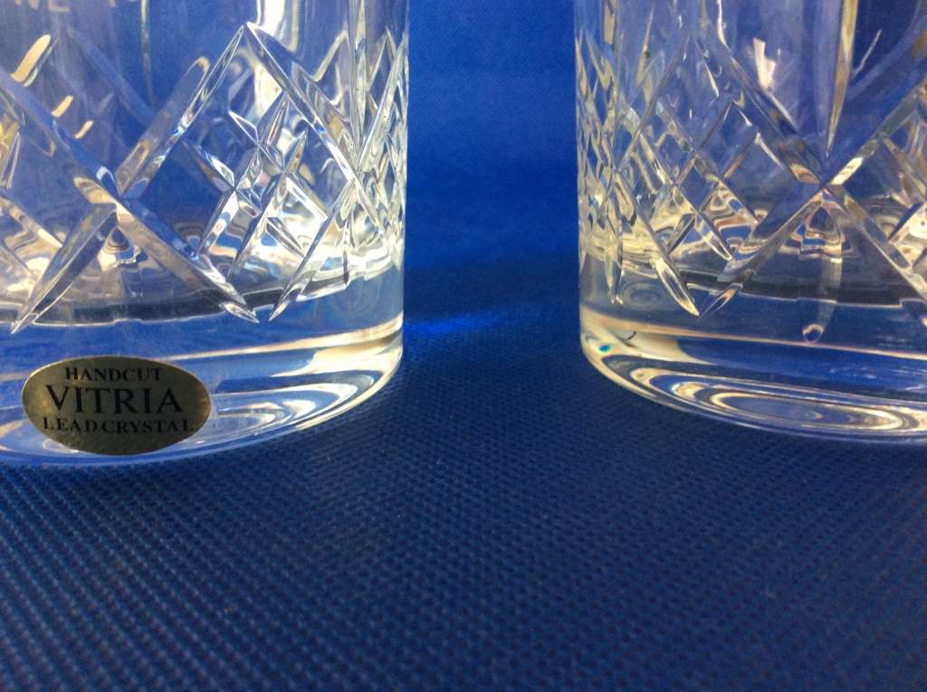 Vitria hand Cut Lead Crystal Whisky Glasses - Boxed