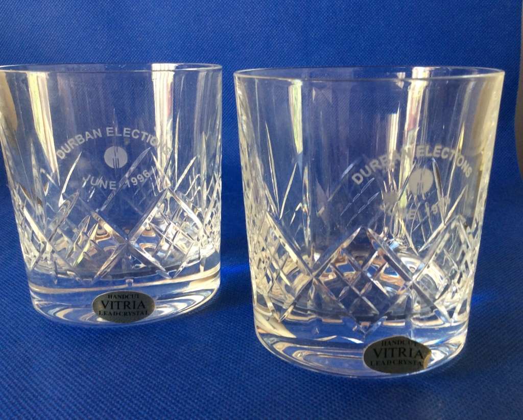 Vitria hand Cut Lead Crystal Whisky Glasses - Boxed