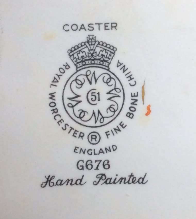 Royal Worcester Boxed Set of 4 Vintage Hand Painted Porcelain Coasters