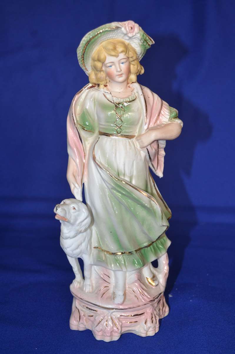 Large Vintage Bisque Porcelain Figurines x 3