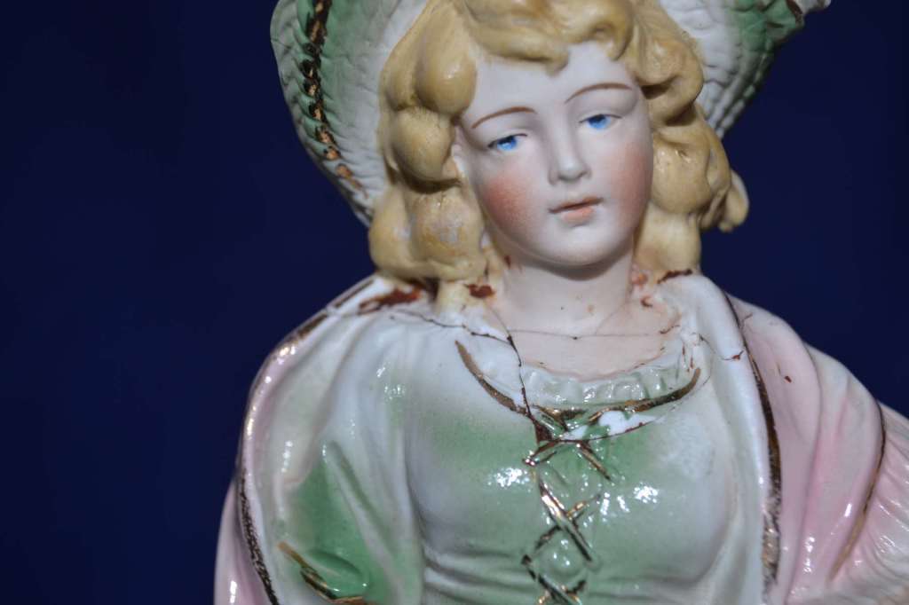 Large Vintage Bisque Porcelain Figurines x 3