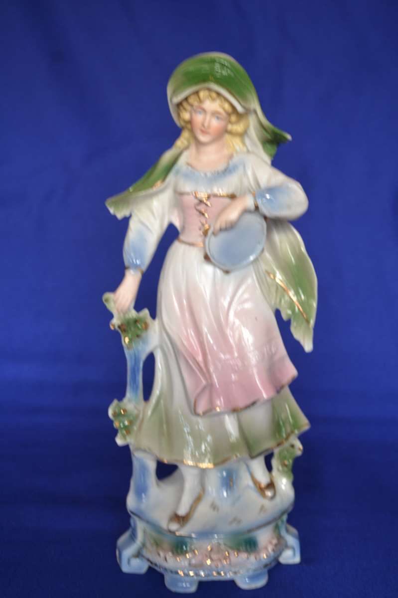 Large Vintage Bisque Porcelain Figurines x 3