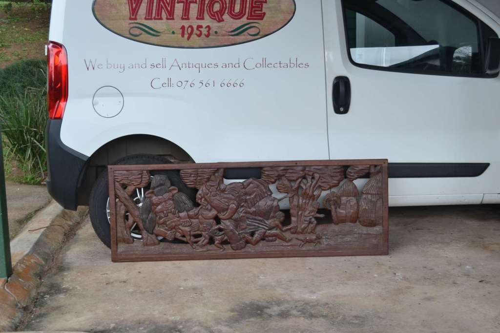 Large, Heavy Carved Wooden Panel / Wall Hanging -  Vintage