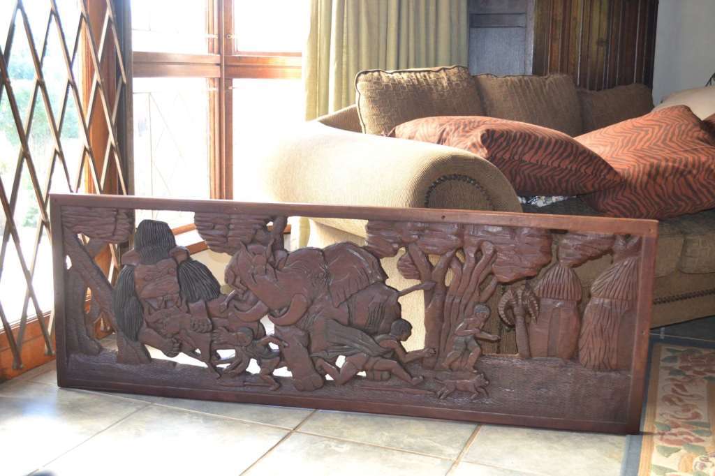 Large, Heavy Carved Wooden Panel / Wall Hanging -  Vintage