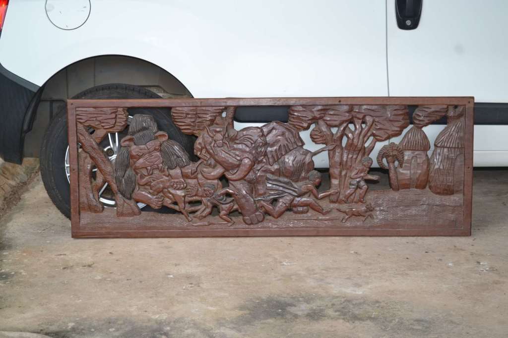 Large, Heavy Carved Wooden Panel / Wall Hanging -  Vintage