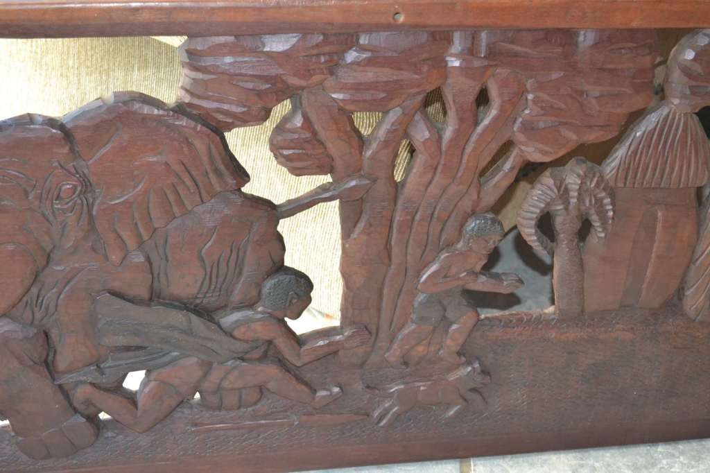 Large, Heavy Carved Wooden Panel / Wall Hanging -  Vintage