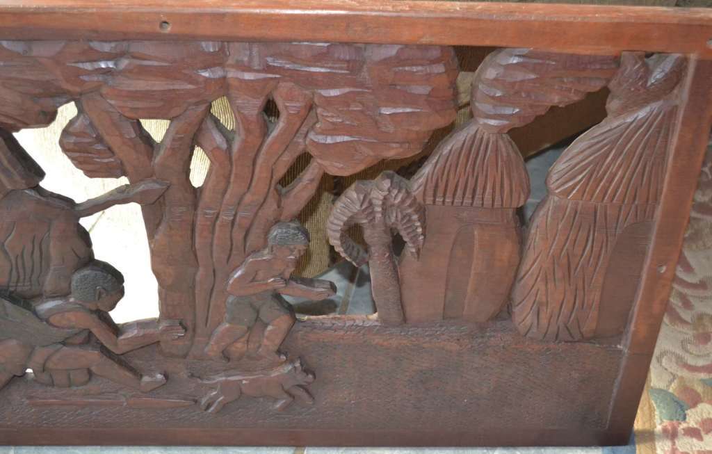 Large, Heavy Carved Wooden Panel / Wall Hanging -  Vintage