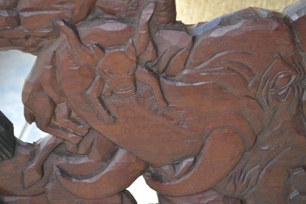 Large, Heavy Carved Wooden Panel / Wall Hanging -  Vintage