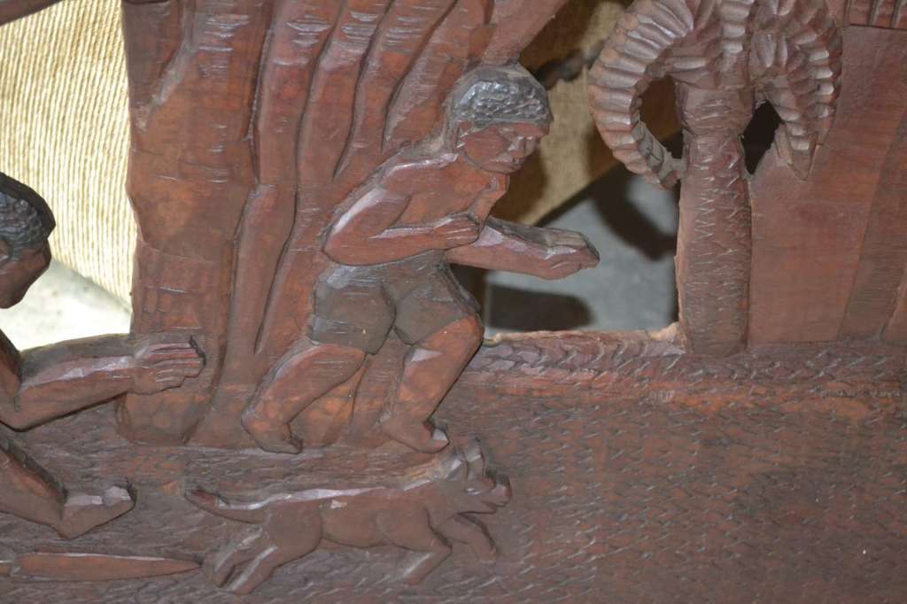 Large, Heavy Carved Wooden Panel / Wall Hanging -  Vintage