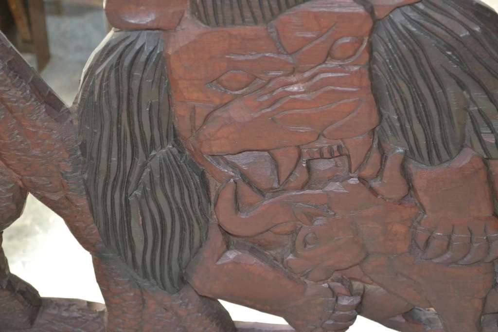 Large, Heavy Carved Wooden Panel / Wall Hanging -  Vintage